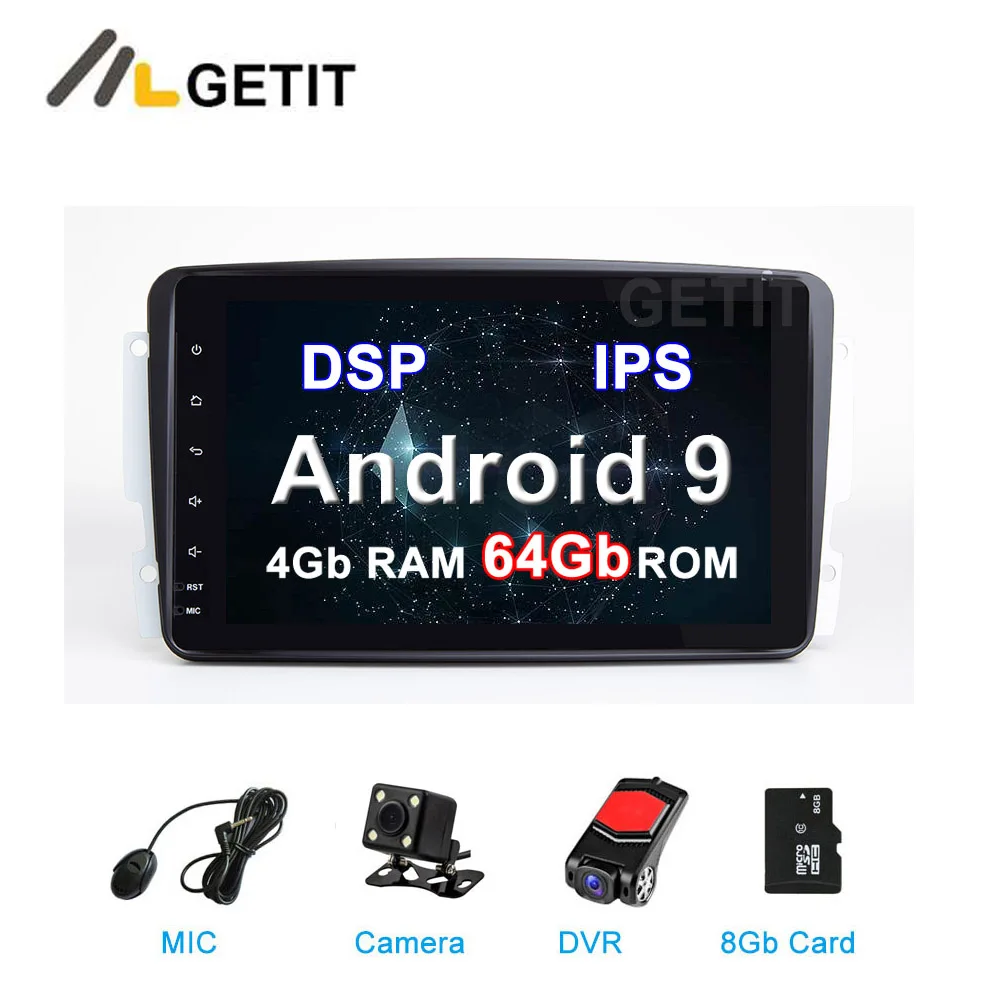 64G DSP ips 8 &quotAndroid 9 0 Автомобильный мультимедийный Радио Стерео gps для Mercedes Benz CLK W209 W203