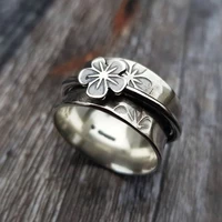 new fashion vintage silver color flower rings for women men female male jewelry birthday party accessories gifts