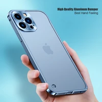 aluminum bumper metal shockproof phone case for iphone 13 12 11 pro max camera lens protector matte pc transparent back cover