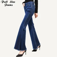 plus size dark blue big bell bottom long jeans for women 3xl 7xl spring wide leg tassel fringe stretch skinny flare jeans