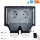 Водонепроницаемая уличная настенная розетка AUBESS Tuya с Wi-Fi + Bluetooth IP66, 16 А, двойные вилки для ЕССШААвстралииВеликобритании, заземленная электрическая розетка