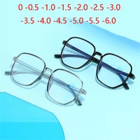 polygon anti blue light finished myopia glasses women men big frame plastic short sight prescription eyewear 0 0 5 1 0 to 6 0