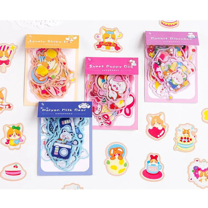 

40 pcs/Pack Kawaii Cartoon Creamy Bear Rabbit Decorative Stickers DIY Notebook Diary Decoration