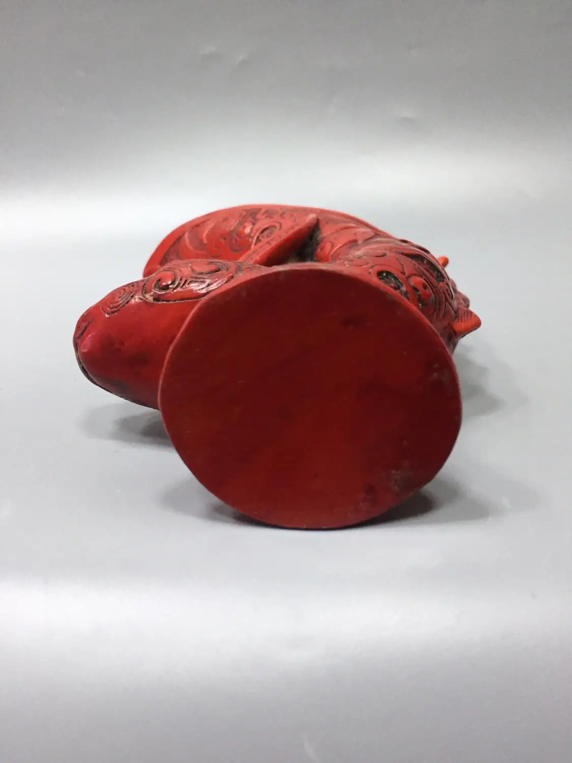 

China old Beijing old goods Red coral carving sheep Cup statue