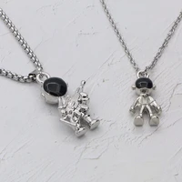 fashion love couple jewelry necklace women and man astronaut pendant choker stainless steel chain drop shipping wholesale