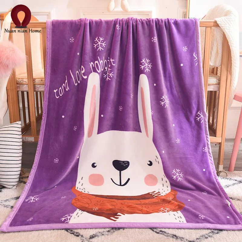 Детское фланелевое одеяло с длинными ушами двойное утолщенное покрывало