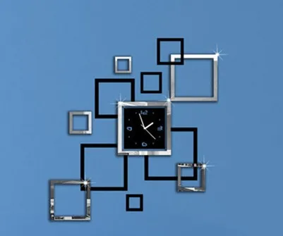 Зеркальные настенные часы 3D сделай сам современный дизайн квадратная форма с