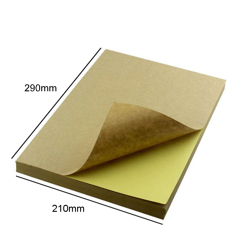

100 Sheets/lot Colorful A4 Size Blank Adhesive Sticker Self Adhesive Label Paper for Laser Inkjet Printer Packaging Label