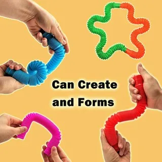 Juguetes sensoriales coloridos para aliviar el estr&eacute;s, tubo de pl&aacute;stico el&aacute;stico, corrugado, telesc&oacute;pico, tubo de ventilaci&oacute;n-3