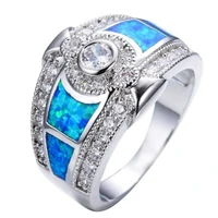 trendy geometric opel rings for women green blue white rings bride engagement wedding rings rhinestone jewelry