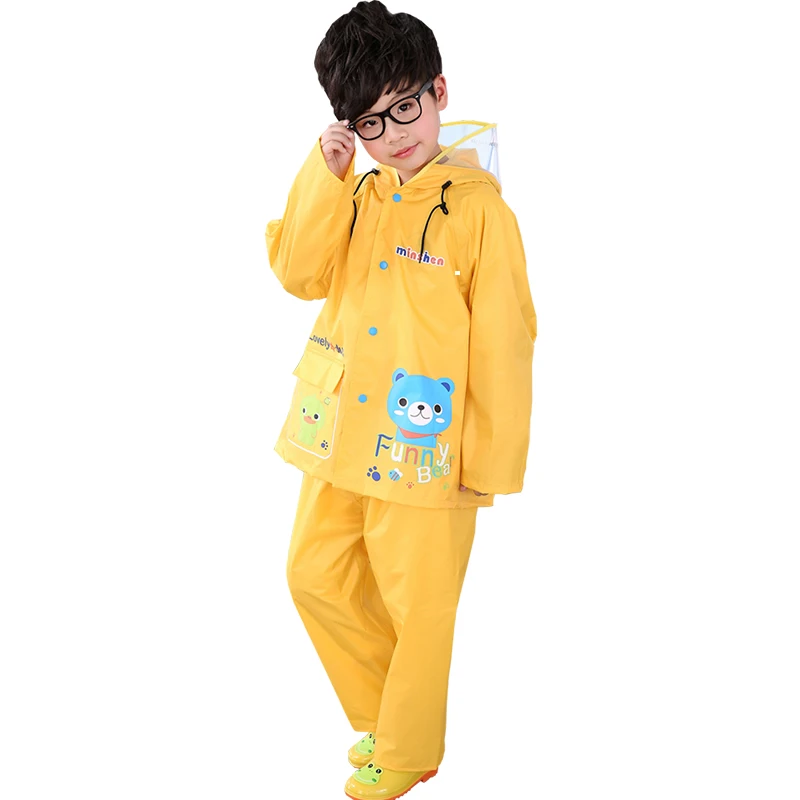 Дождевик для девочек милый водонепроницаемый желтый дождевик детей с капюшоном