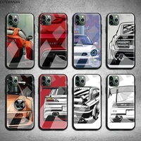 anime sports car phone case tempered glass for iphone 12 11 pro max mini xr xs max 8 x 7 6s 6 plus se 2020 cover