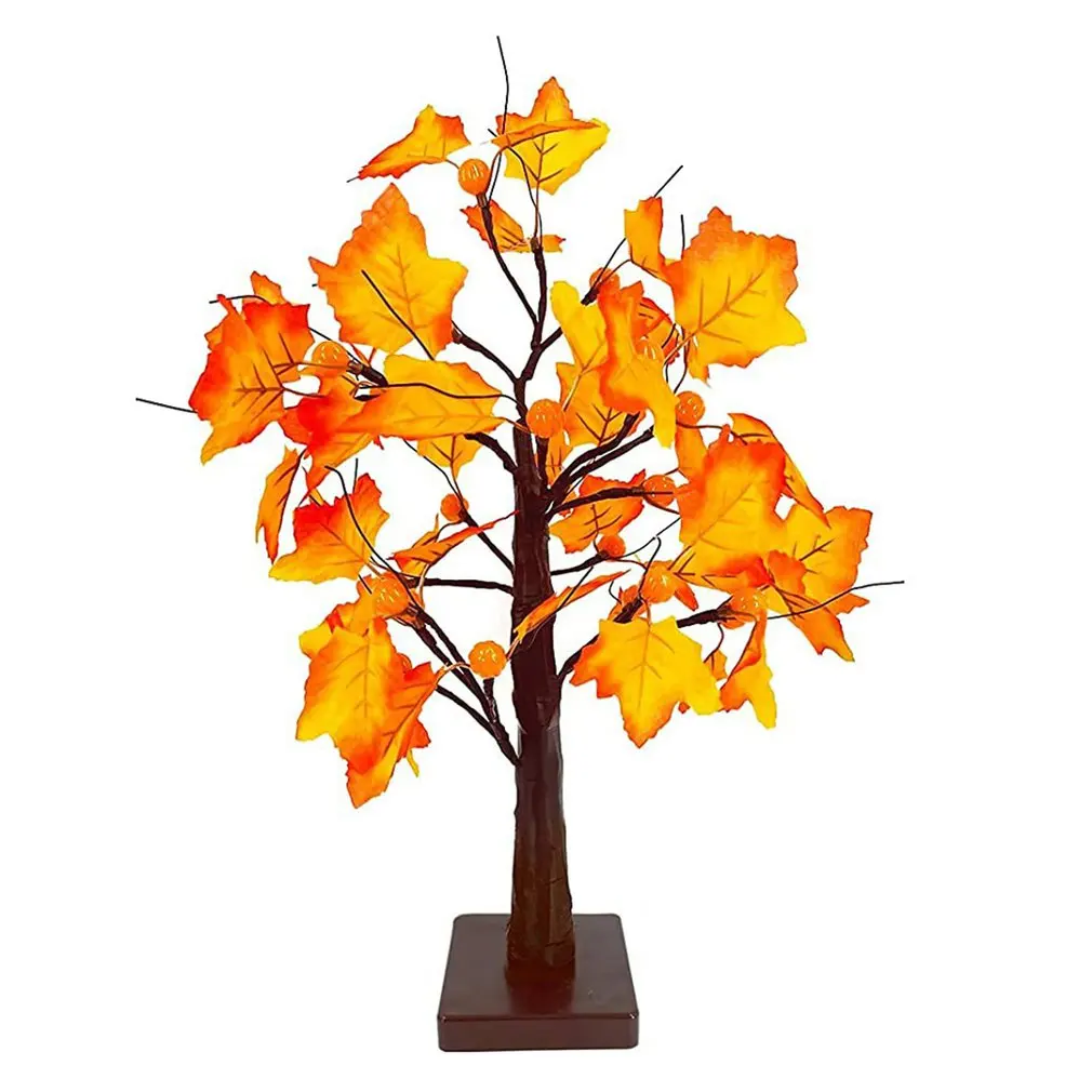 

24 LED Lights Tree Light Detachable Plastic Base LED Simulation Maple Leaf Tree Light Decoration Night Light Thanksgiving Gift