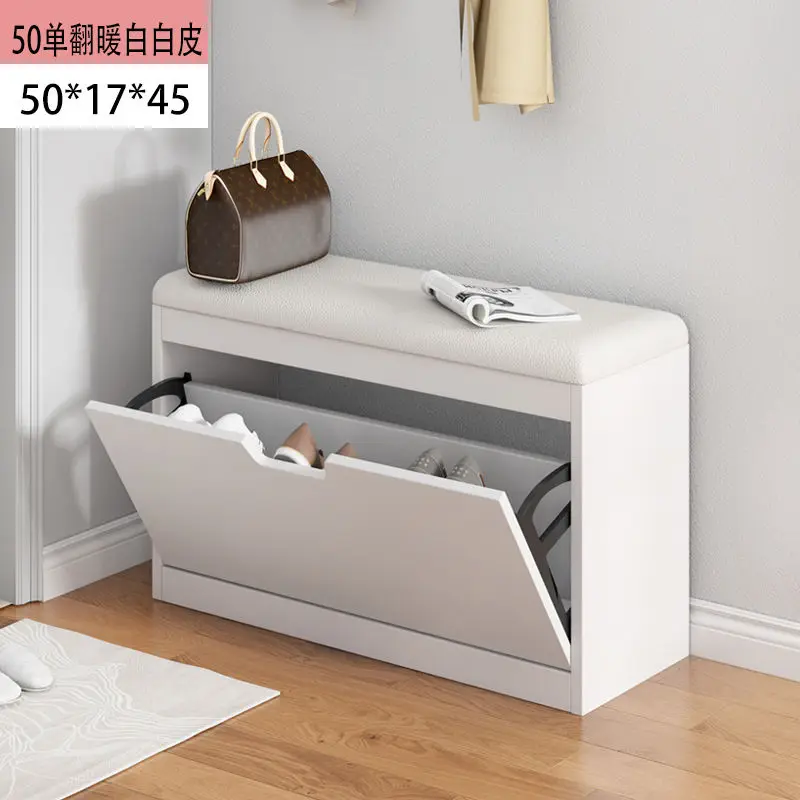 

Nordic Shoe Storage Rack Entrance With Shoe Changing Stool Household Shoe Cabinet Household Entrance Bench Shoes Organizer Shelf