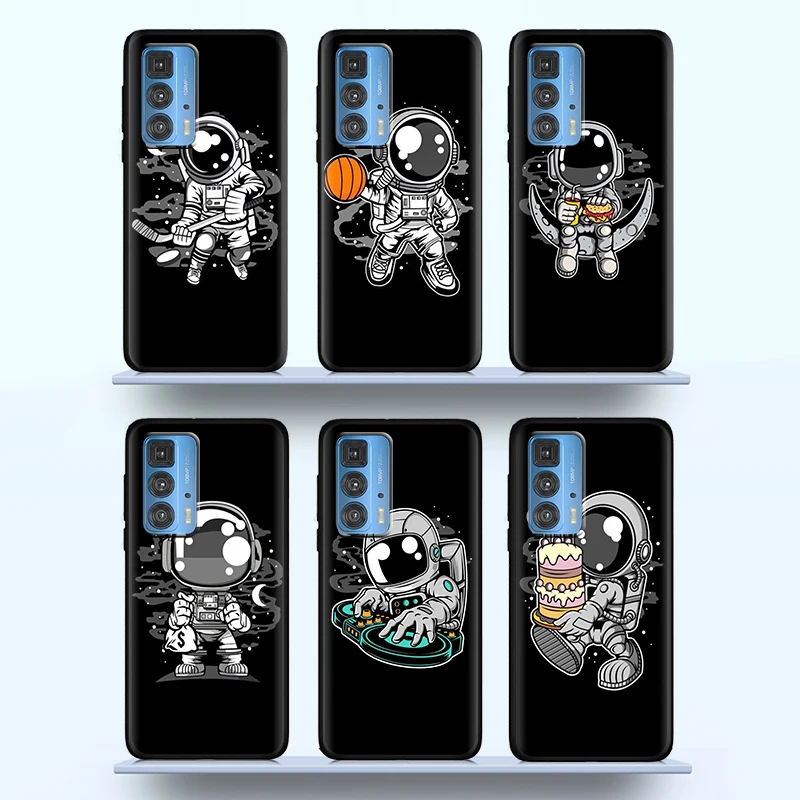 

Funny Astronaut Cartoon Cute for Motorola Moto Edge G50 G60S E20 20 G10 E7i G40 X3 E6S E6i Pro Power 5G Black Phone Case Cover