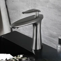 the new all copper hot and cold water faucet home bathroom sink modern minimalist gun gray nordic minimalist faucet hardware