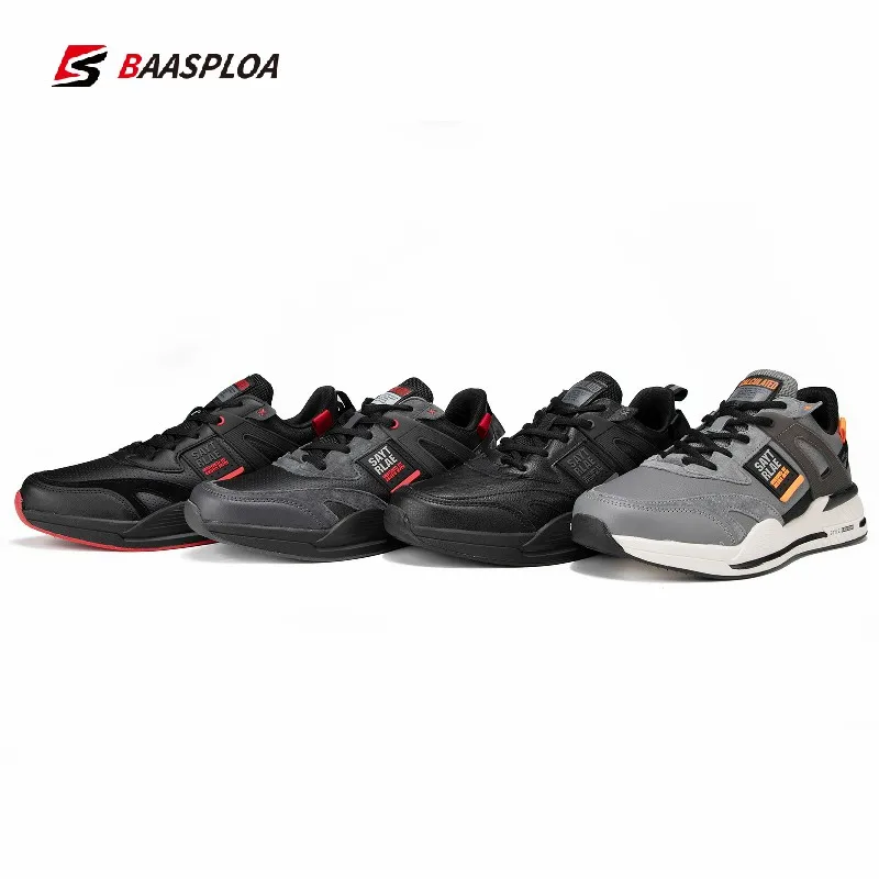 Baasploa 2022 New Arriavl Men's Waterproof Sneakers Sport Lightweight Casual Non-slip Walking Shoes Leather Male Running Shoes