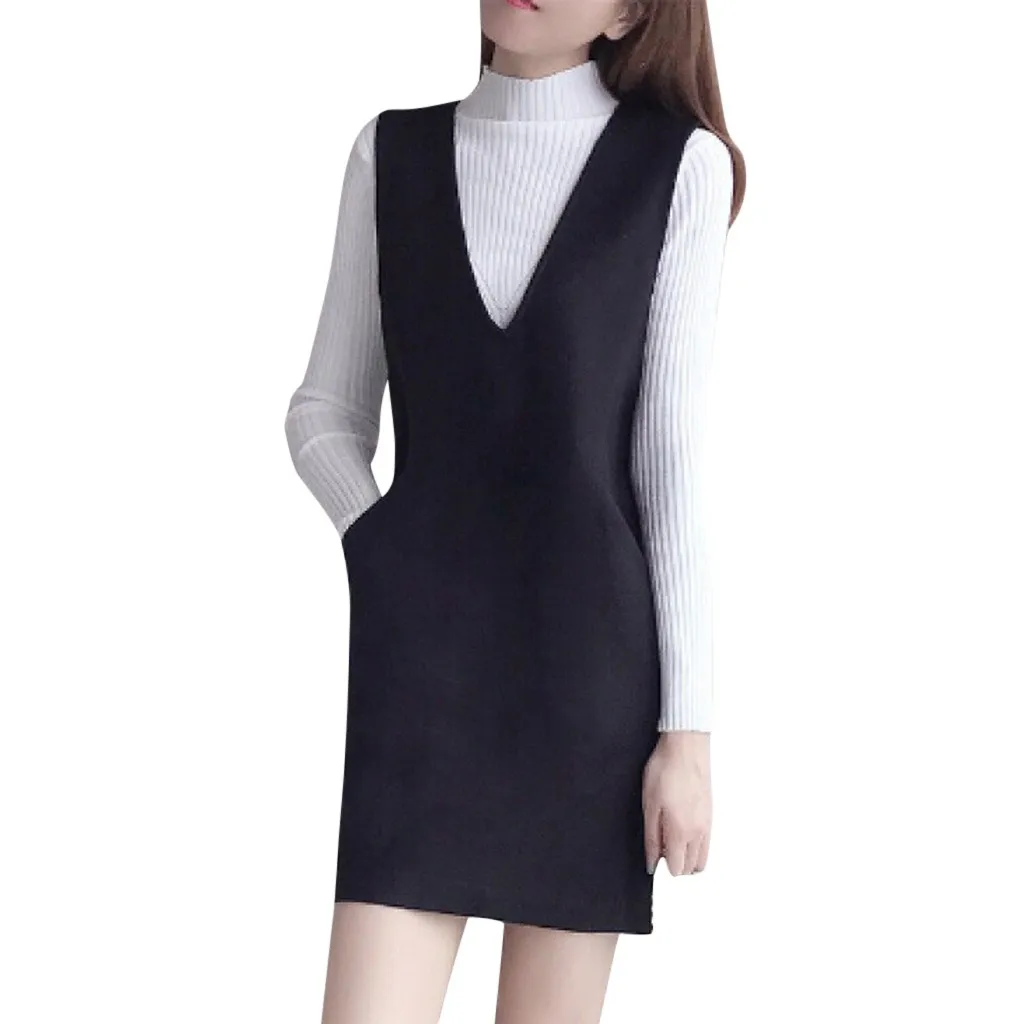 Новинка женский зимний джемпер с длинным рукавом вязанное платье женская мода