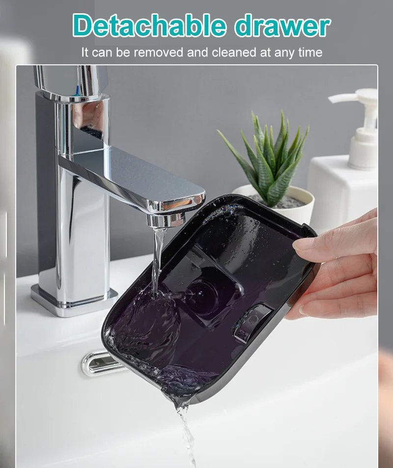 

Non Perforated Rotatable Drain Soap Box Wall Mounted Multi-layer Soap Box Double-layer Manual Soap Storage Box Bathroom Products