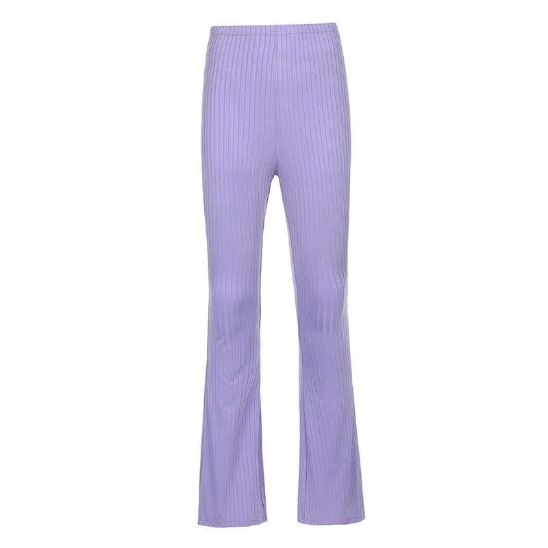 

Pit Knitting Movement Capris Female 2021 Purple Bell Bottoms Of Tall Waist Cultivate One's Morality