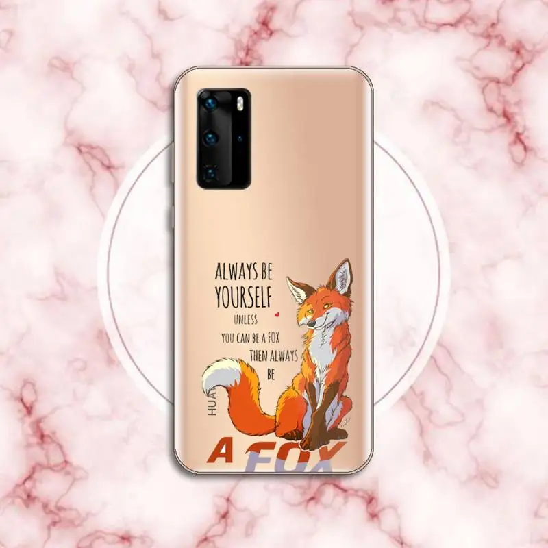 

Red fox cute animal snow Phone Case Transparent for Huawei P honor 8 10i 20 30 40 smart 2019