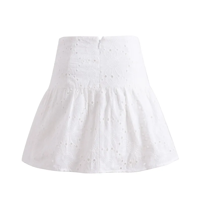 

2020 White Short Square Collar Puff Sleeve Shirt Women Slim Skirt Two-Piece Sets H05177