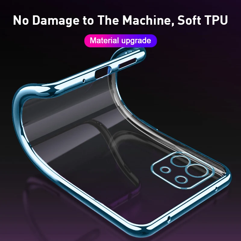 

Silicone TPU Case For Xiaomi 11 Phone Case Protective Case For Xiaomi Electroplated Phone Case TPU Transparent Protective Case