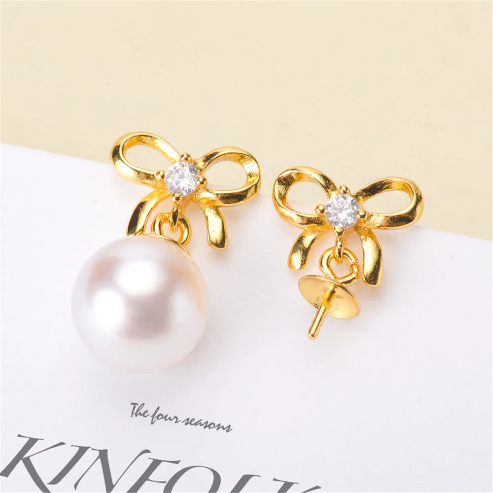 

925 Sterling Silver Plating Earrings Pearl Earrings Accessories Findings Earrings Jewelry Parts Fittings Mountings DIY Girl Gift