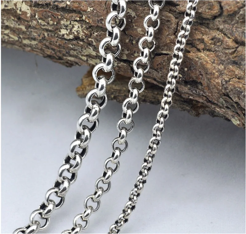 

925 Sterling Silver 3/4/5MM Link Chain Necklace Men 18-24inch Chains fit Pendants Pure Thai Silver Punk Black Jewelry