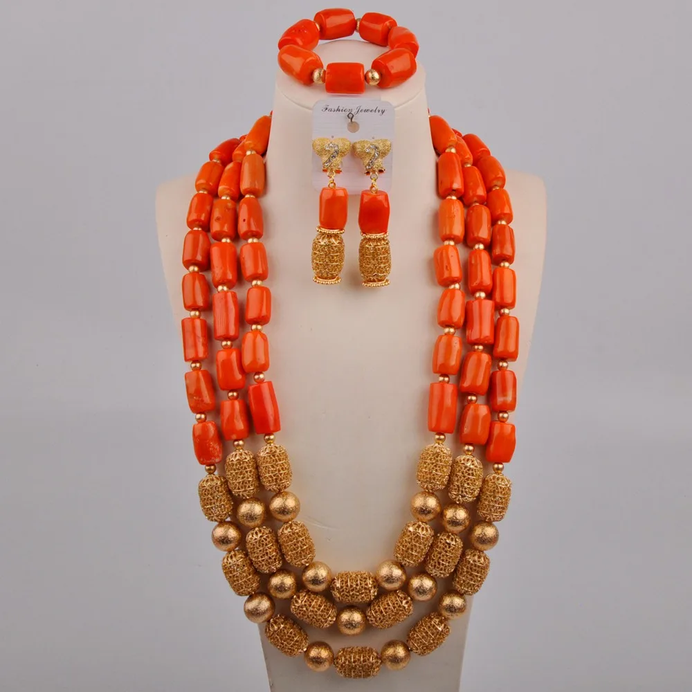Модные оранжевые Африканские свадебные бусы коралловый свадебный набор