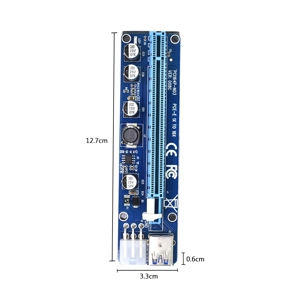 10 шт. TISHRIC 2021 PCIE PCI-E Райзер 008C карта gpu PCI E X16 Express 6Pin на SATA 1X 16X USB3.0 удлинитель