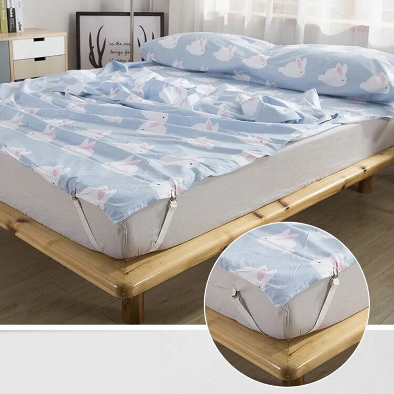 4pcs Adjustable Bed Sheet Clips Bed Sheets Grippers Mattress Blankets Elastic Non-slip Clip Holder Fasteners Straps Fixing Belt