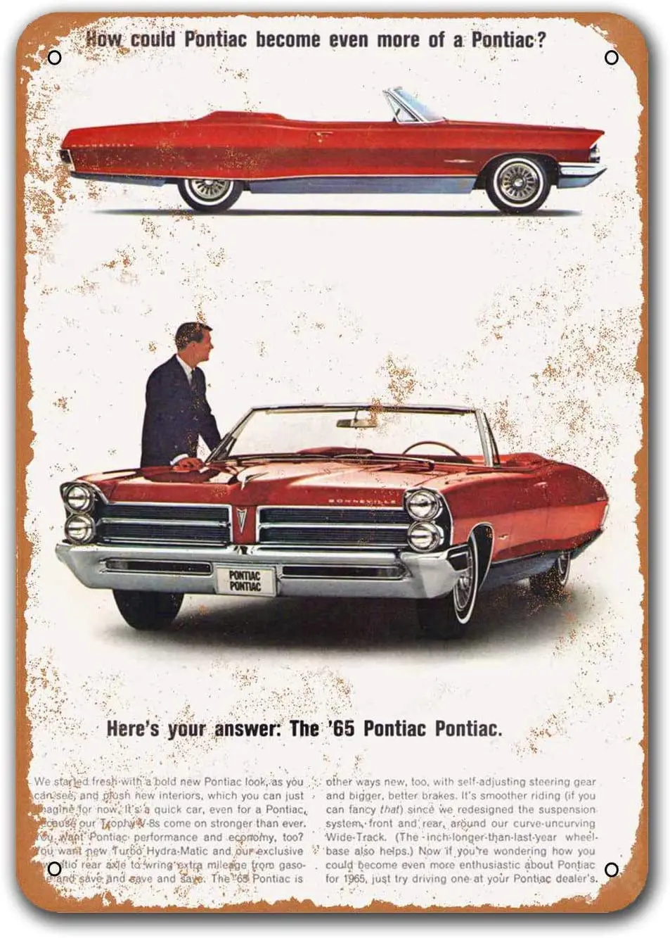 1965 Pontiac Bonneville винтажные автомобильные жестяные знаки металлические таблички