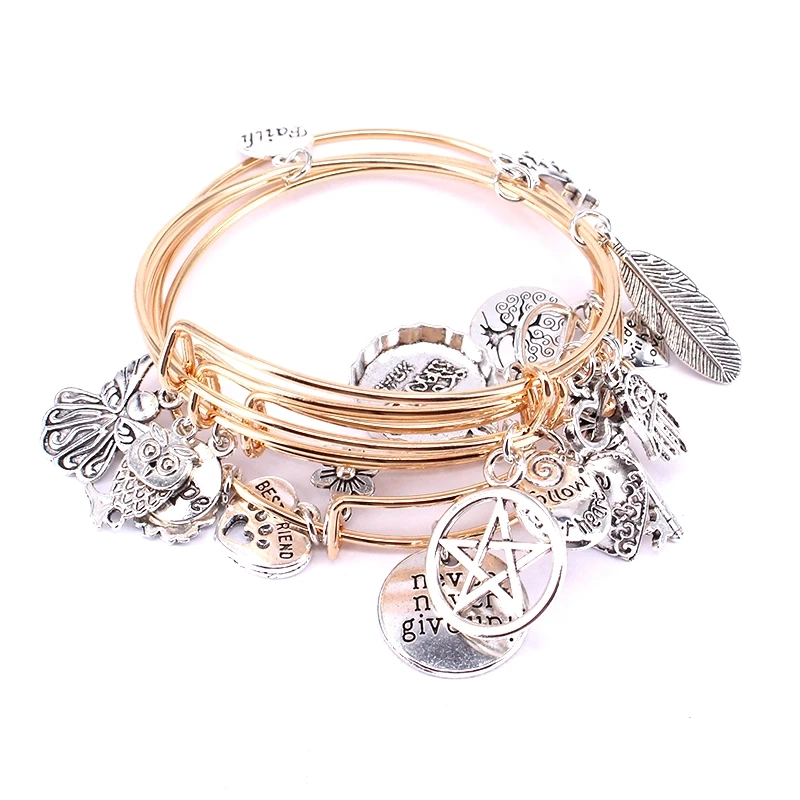 5 шт Набор браслетов серебряный цвет и золотой браслеты для женщин девушек