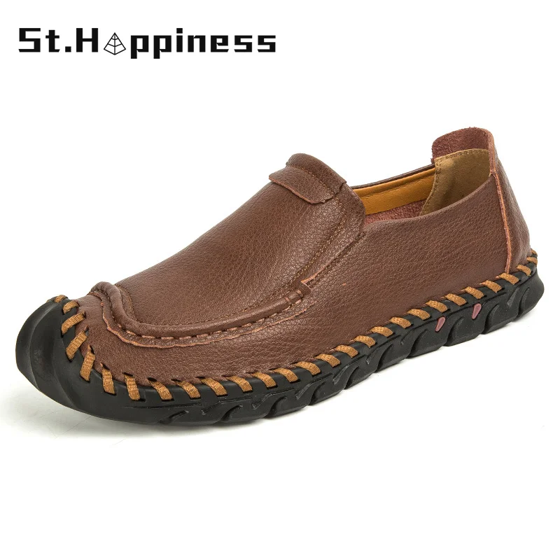 

2021 New Men's Casual Shoes Fashion Comfortable Leather Driving Shoes Handmade Lightweight Flat Shoes Moccasins Loafers Big Size