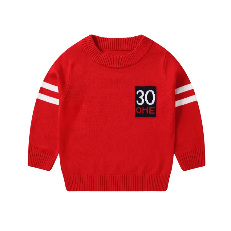 Пуловер для маленьких мальчиков свитер вязаный в рубчик с аппликацией полоску на