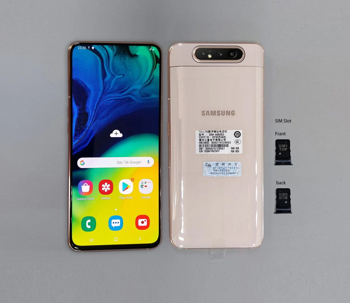 Samsung Galaxy A80 Mobile phone 6.7” Snapdragon 730G Octa Core Rotating Camera 48MP 8GB 128GB 3700mAh NFC Android 4G Smartphone