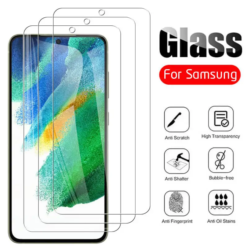 

3Pcs Samsun S21 FE Glass Screen Protector For Samsung S21 FE Protective Glass For Samsang S 21 FE S 21FE S21FE SM-G990B/DS Armor