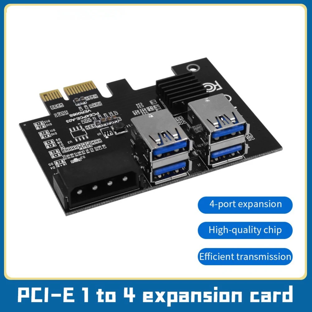 

2021 PCI-E к PCIe адаптер PCI-Express 1x до 16x карта майнинга Riser от 1 до 4 USB 3,0 множитель для майнинга биткоинов BTC