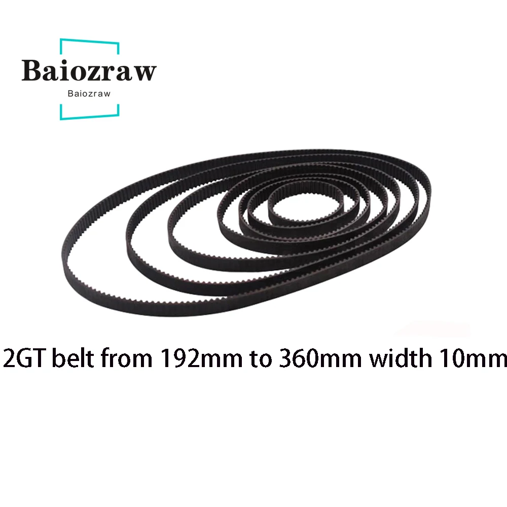 3D Printer Parts GT2 10mm Closed Loop Rubber Timing Belt 192 200 202 220 232 240 250 260 280 294 300 320 340 350 360mm 2GT 1pcs