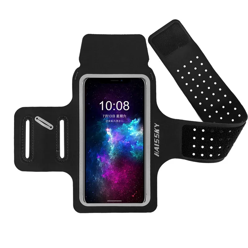 Black Haissky водонепроницаемый спортивный нарукавник для iPhone 11 11 Pro Max X 6 7 8 Plus 6,7 дюймов Универсальный нарукавный чехол для samsung S10 A70 A50 - Цвет: Black