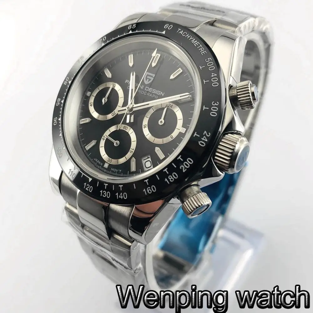 Pagani Дизайн Классические 40 мм водонепроницаемые часы сапфировое стекло черный