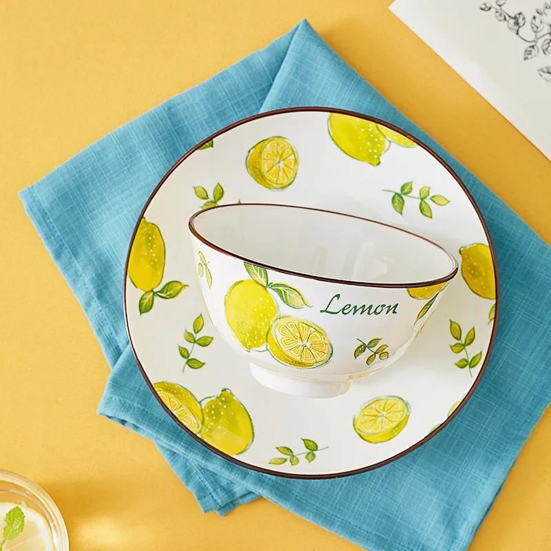 

9 Inch Creative Household Ceramic Round Rice Bowl Ramen Noodle Bowl Plates for Food