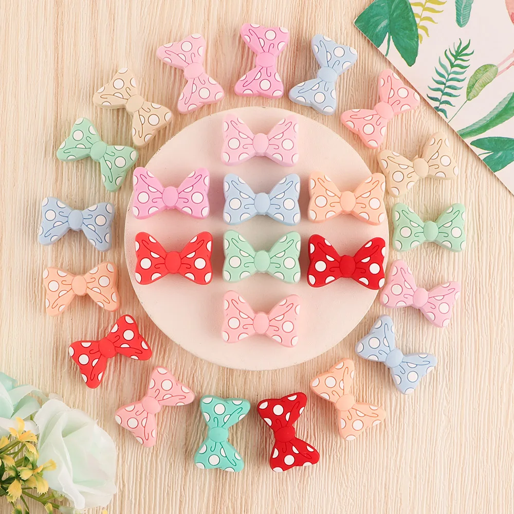 

Kovict 50/100/200Pcs Bowknot Silicone Beads Bow Tie Food Grade DIY Pacifier Clip Baby Accessories Baby Teethers Chewable Jewelry