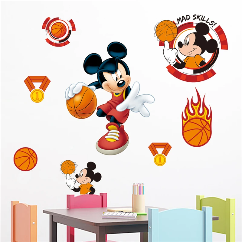 

disney mickey play basketball sports 40*60cm wall stickers for bedroom home decor cartoon wall decals pvc mural art diy posters