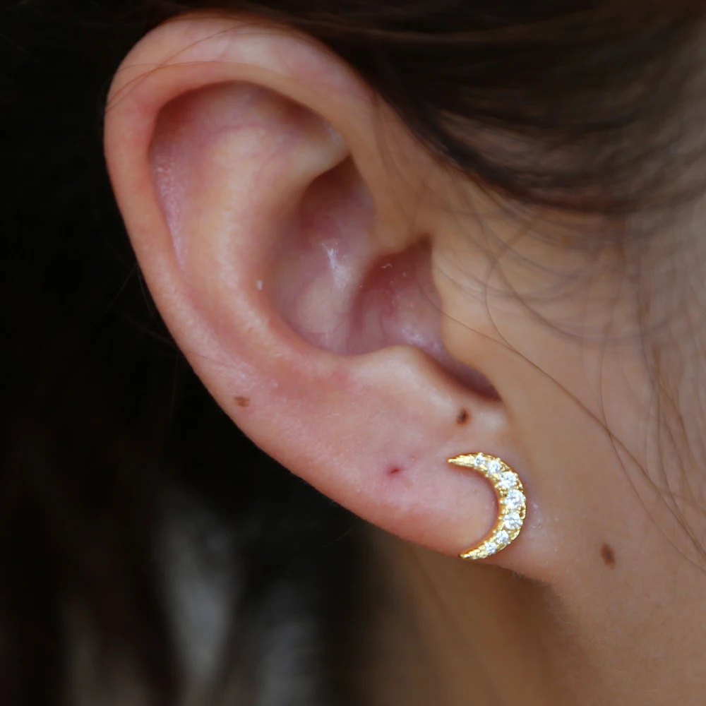 2018 крошечная серьга в форме Луны из кубического циркония Рождественская Луна для