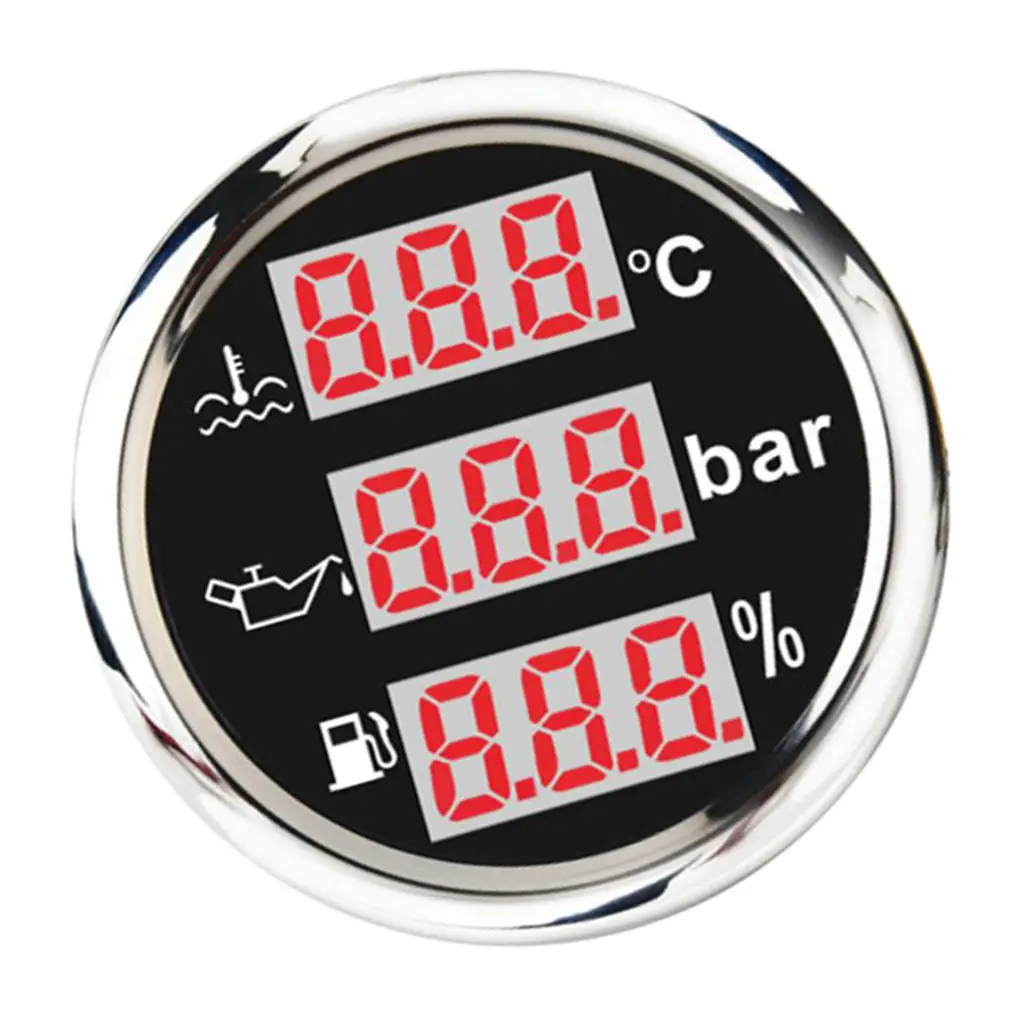 

Multifunction Marine Water Temp Fuel Level Oil Pressure Gauge 52mm/2''