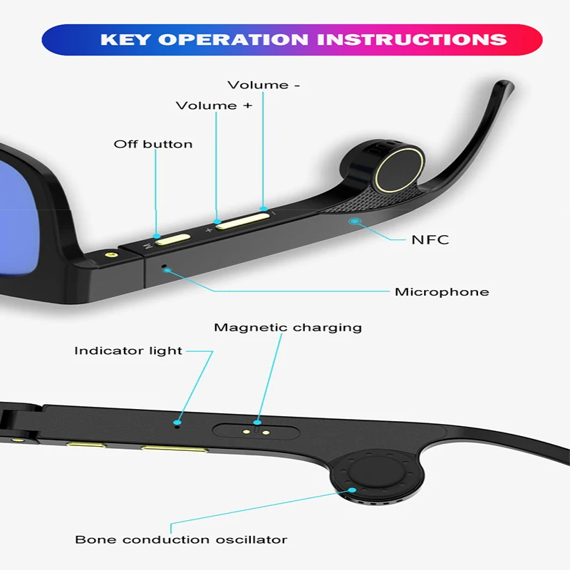 저렴한 뼈 전도 오디오 안경 블루투스 통화 음악 선글라스 방수 경량 안경 처방 렌즈 사용자 정의