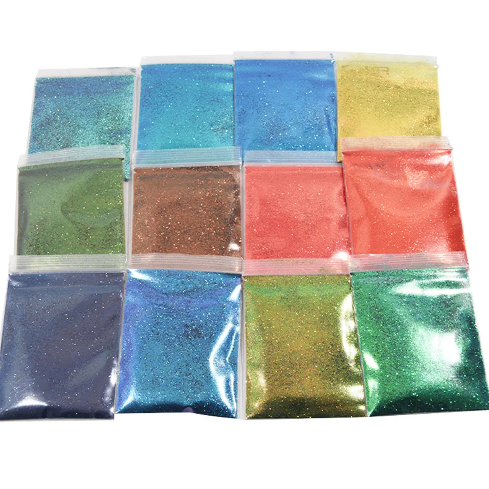 10 лампочек Лазерная лампа для ногтей Серебряный Блестящий хромовый порошок