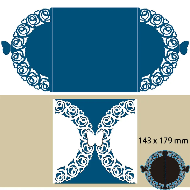 

Metal Dies Semicircle Lace Hollow Butterfly Card New Stencils DIY Scrap Booking Paper Cards Craft Making Decoration 143*179mm